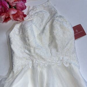 WATTERS & WATTERS Lace Halter Dress with Chiffon Skirt NWT SIZE 0 Wedding
